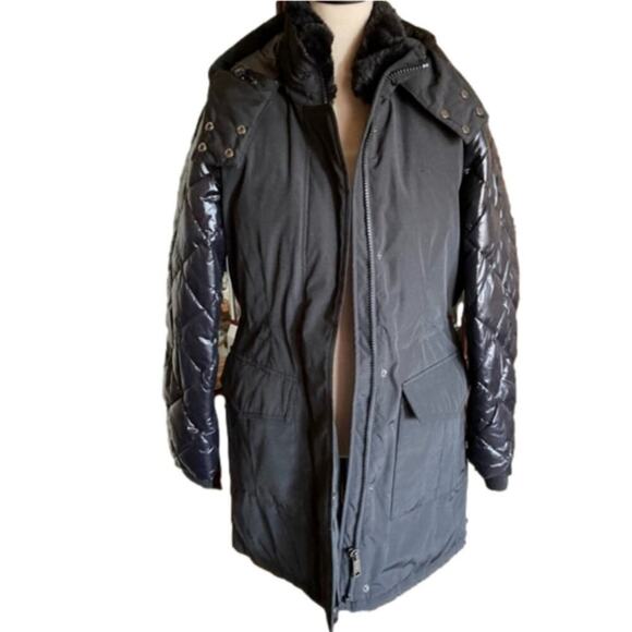 Calvin Klein Anorack Parka Faux Fur Removable Hood Puffer Coat Size L MSRP: $340 - Picture 4 of 12